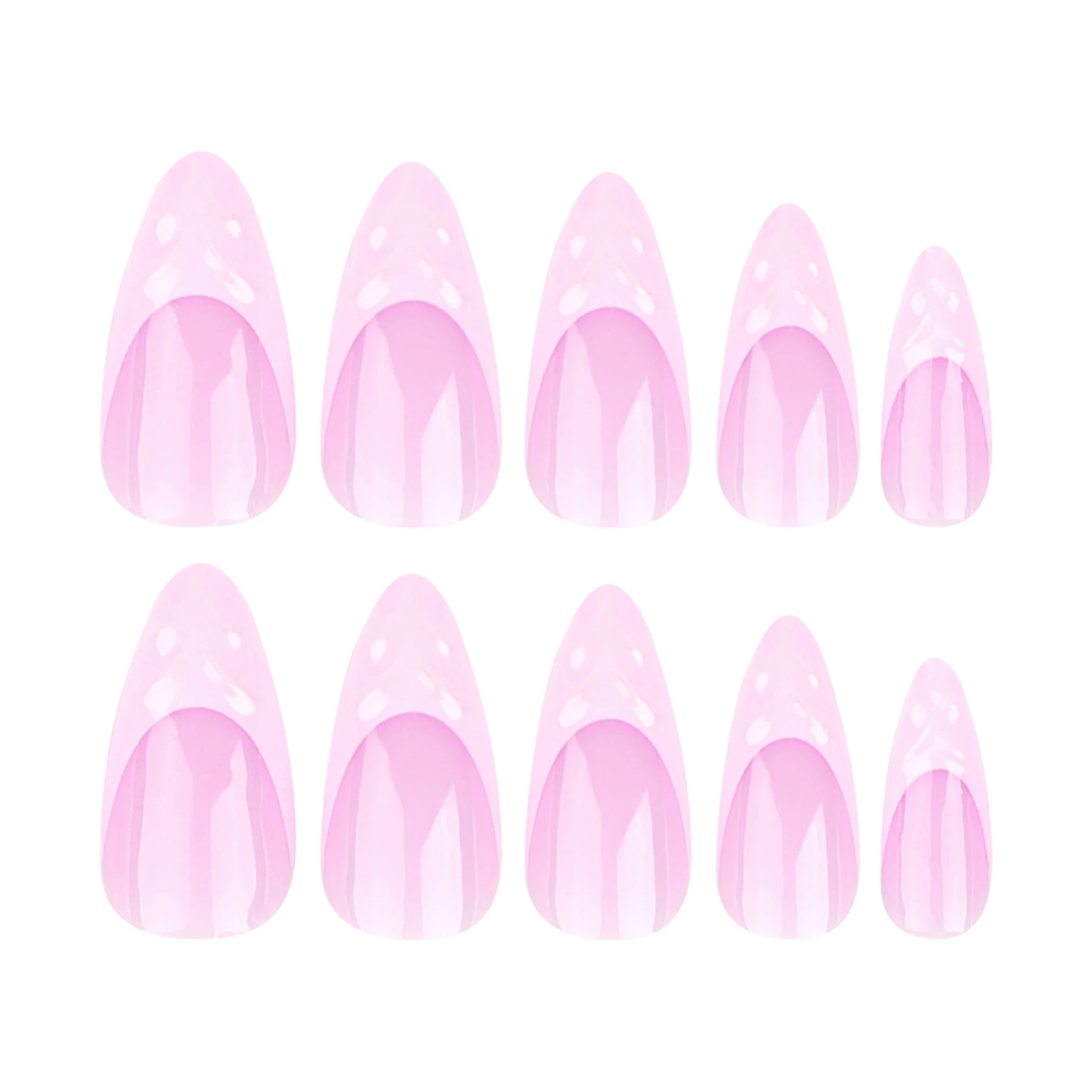 24pcs Press On Acyrlic Nails French False Nails Long Almond Fake Nails with 3D Water Ripple Decor Cool Artificial Nails Stiletto