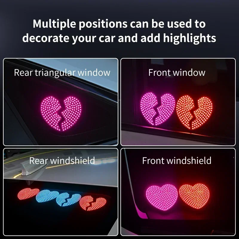 USB new car triangle window ambient light heart LED light car decoration light car interior rear windshield ambient light
