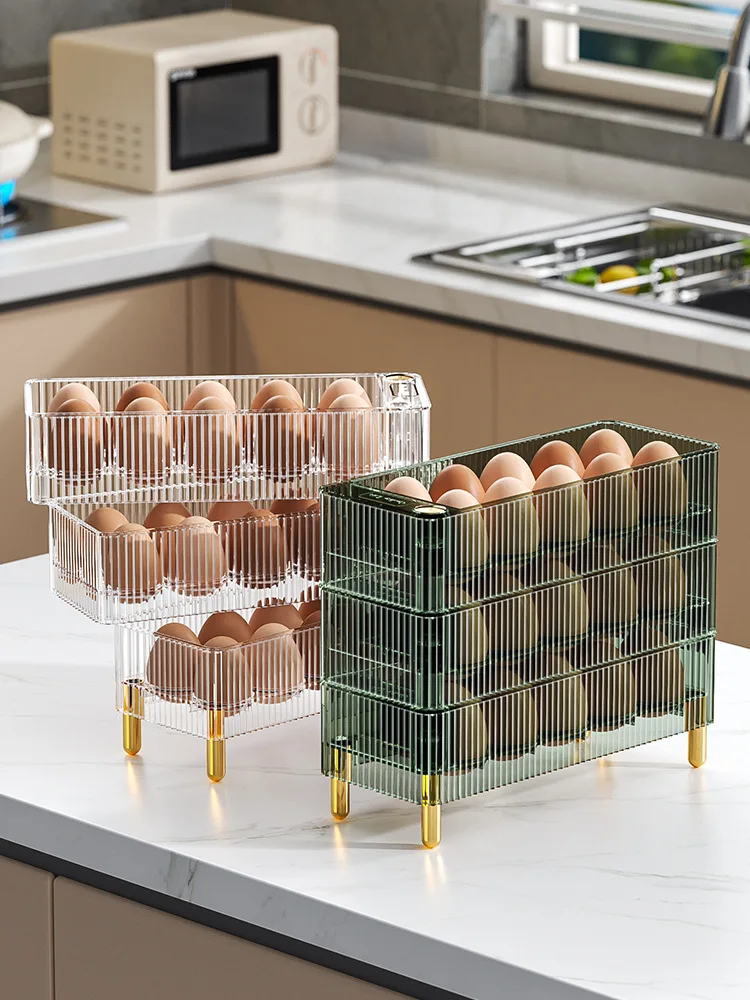 

Egg Storage Box Refrigerator Organizer Food Containers Egg Fresh-keeping Case Holder Tray Dispenser Kitchen Eggs Display Rack