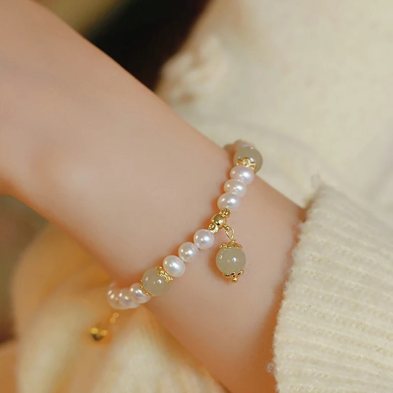 

Hotan Jade Female Beads Chain Bracelet Jewelry Mini Small Rice Pearl Bracelet Female For Women Birthday Best Gifts