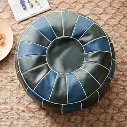 Moroccan Style PU Leather Pouf Embroider Craft No Fillings Ottoman Covers Footstool Artificial Leather Unstuffed Cushion Covers
