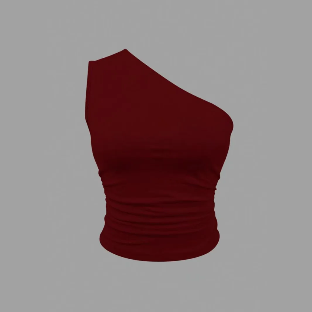 2025, Sommer, schmal gestrickt, einfarbig, kleine Weste, einzelne Schulter, kurzes Oberteil