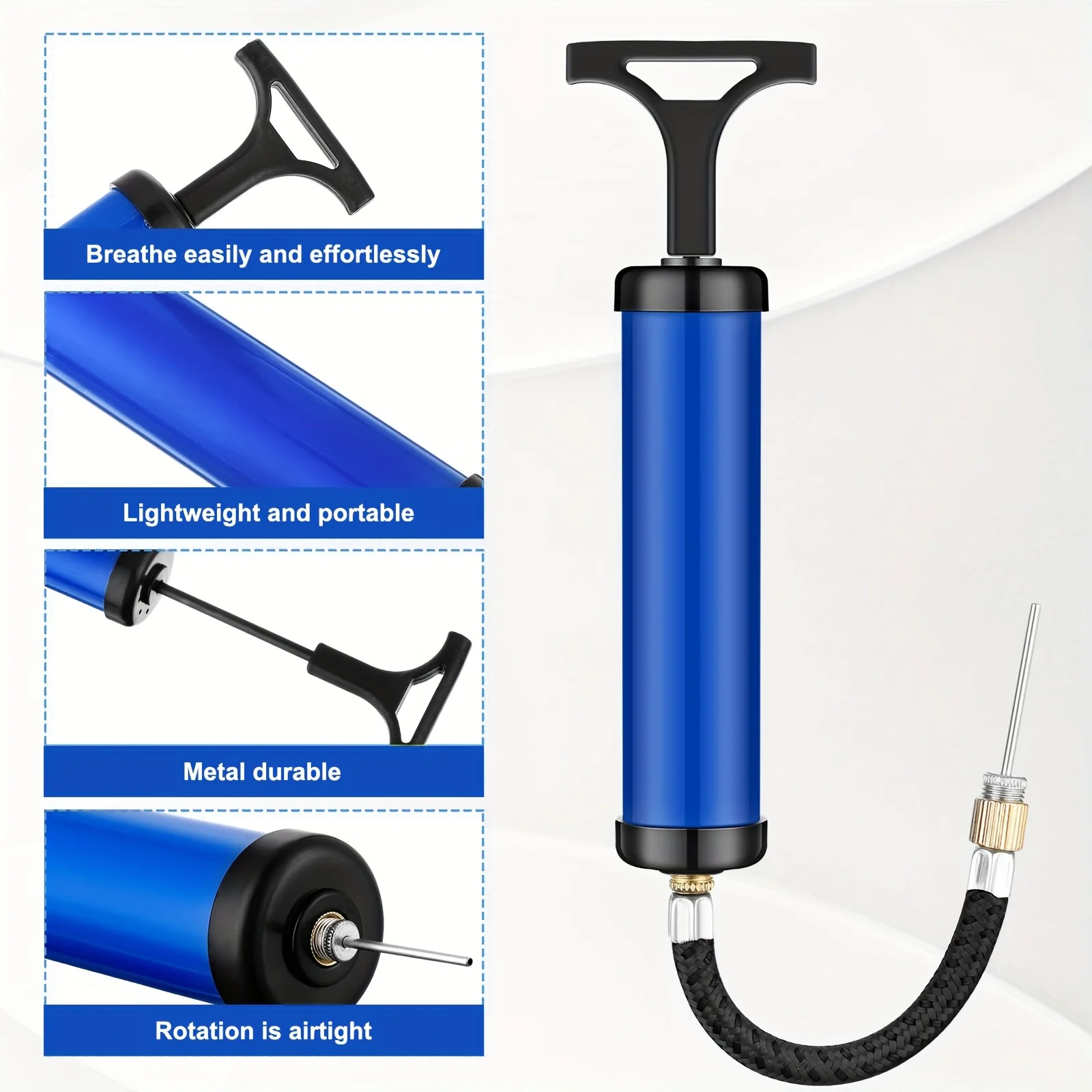 Pump Inflator Tool with Nozzle Hose Flexible Practical Inflating Needle Kit Multi-purpose Hand Air Pumps Basketball