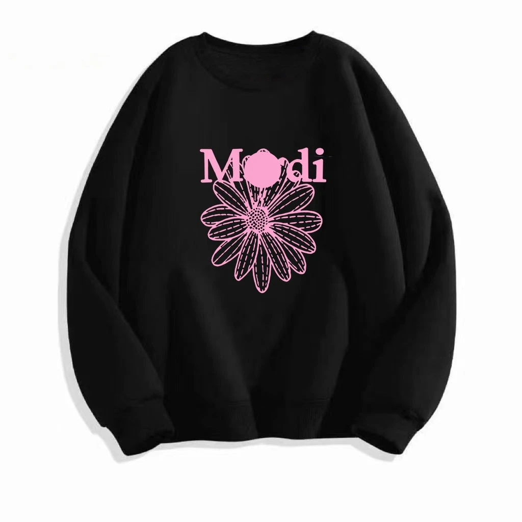 تتميز هوديي الرجعية الخريفية ذات الرقبة المستديرة لكل من الرجال والنساء على سويت شيرت بتصميم فريد وفضفاض ومستقيم من الخلف #1