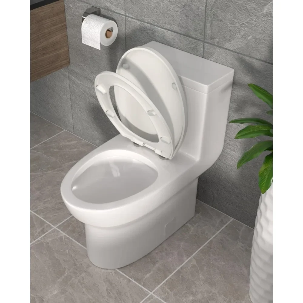 One Piece Toilet Cyclone Single Flush, 1.28 GPF Bathroom Modern 28.5 X 15.7 X 27.2 Comfort Ceramic Toilet White 12