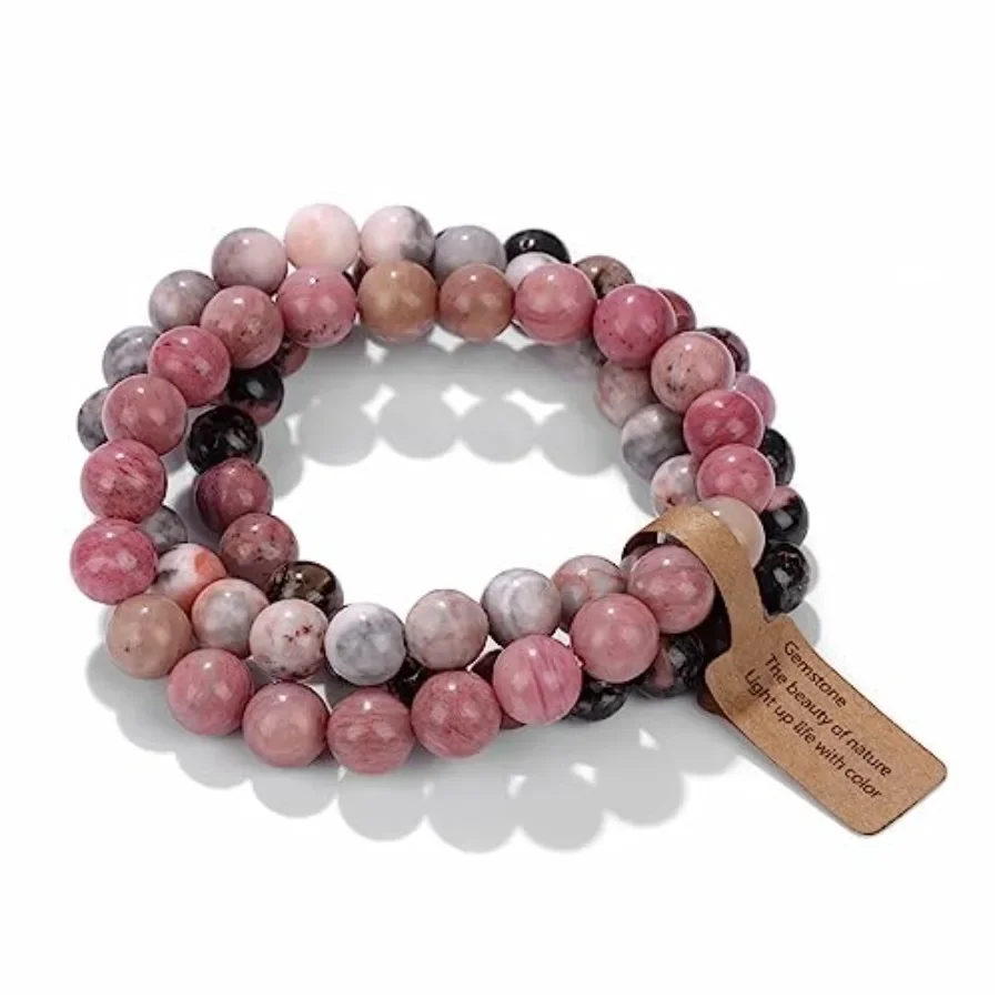 

3 PCS Healing Crystal Bracelets for Women 8mm Natural Stone Beaded Stretch Bracelet Amethyst Jewelry Gifts