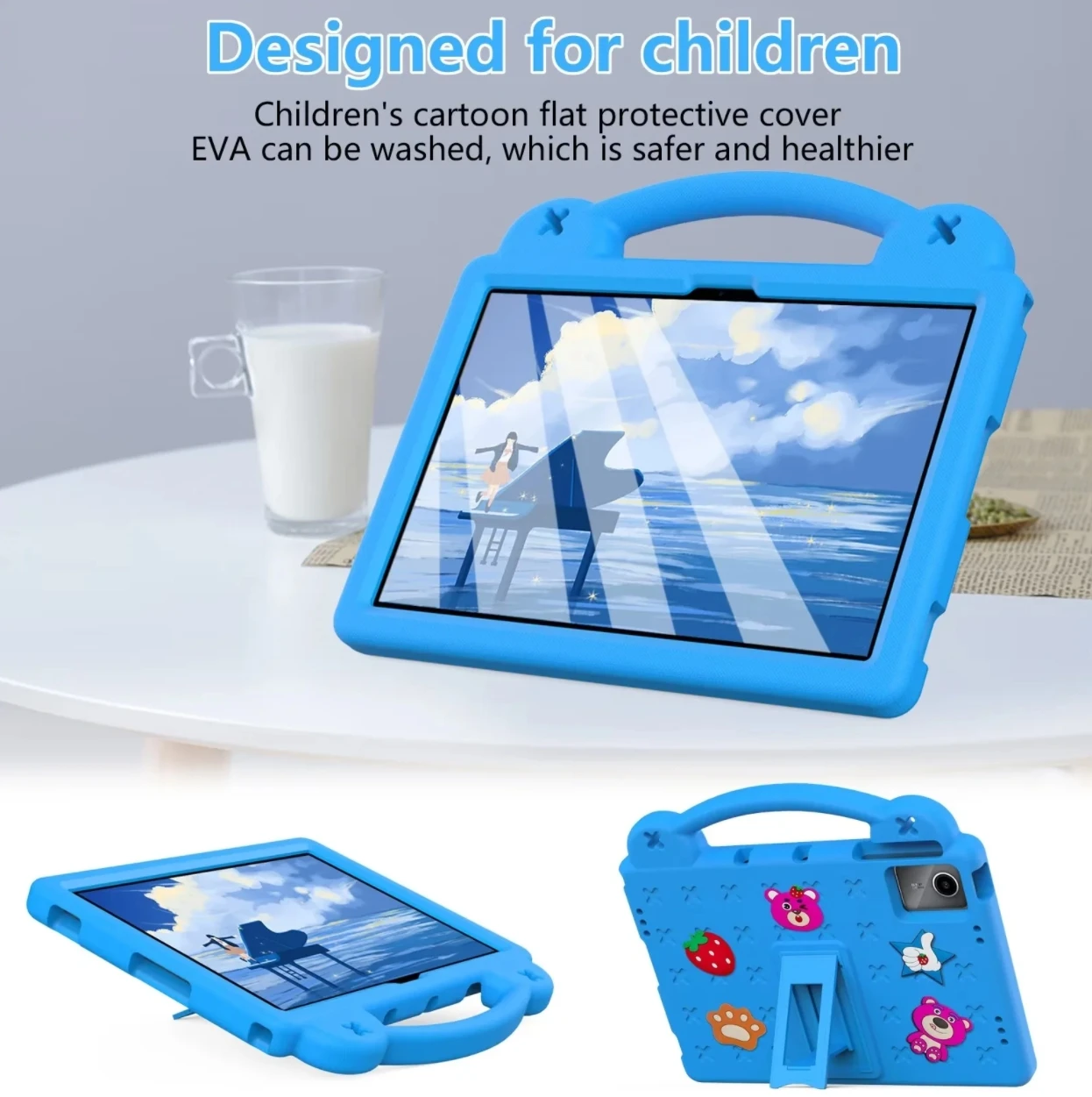 Tablet Case For Samsung Galaxy Tab S9 FE 11 inch  EVA+PC+PVC Mulricolr Anti-dust Shockproof Shell For Kids Students With Straps