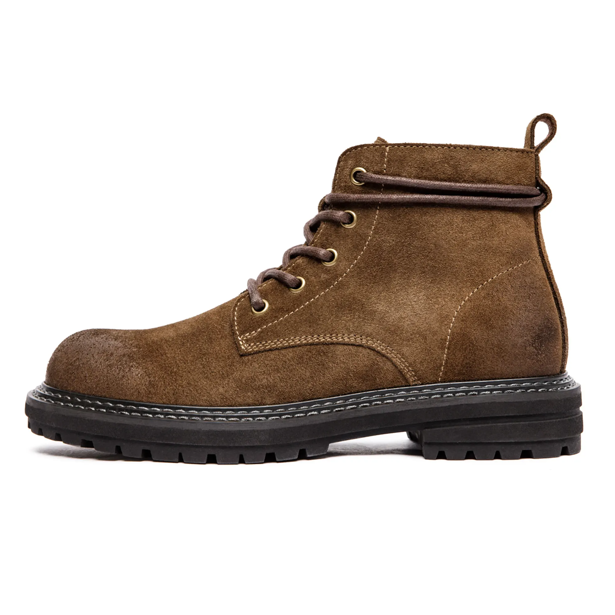Męskie buty vintage Maden, zamszowe, brązowe, wysokie buty robocze, sznurowane, pustynne botki, wytrzymała podeszwa, buty outdoorowe na zimę i jesień. — zdjęcie 2