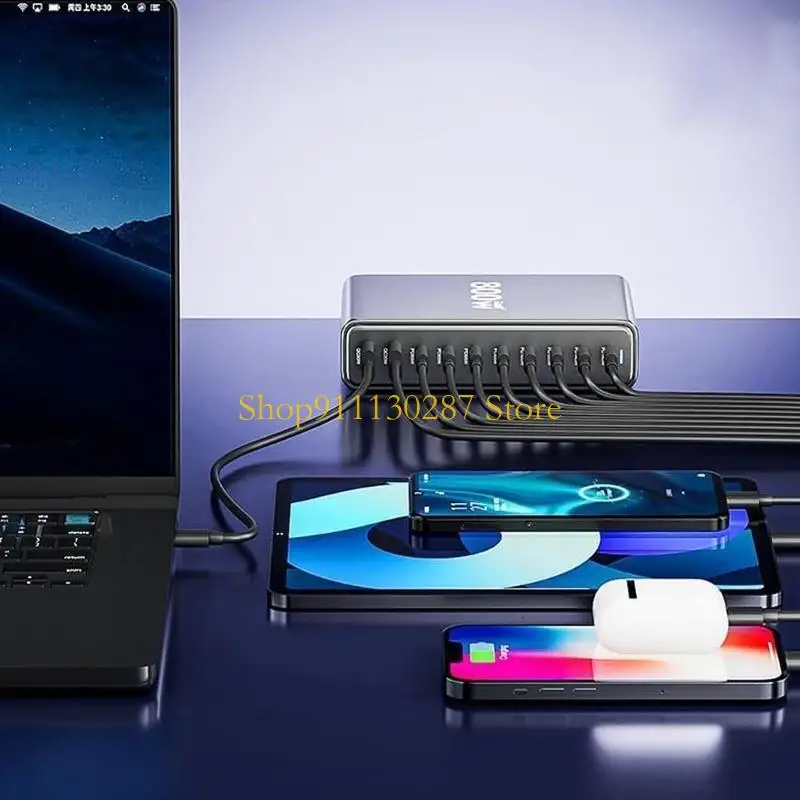 

J1HC Порт USB Type C Интеллектуальная зарядная станция Power Desk Текстура из алюминиевого сплава