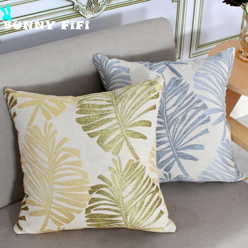 45*45CM Cushion Cover Jacquard Palm Leaves Pillowcase New Year Home Sofa Decorative Throw Pillows cojines