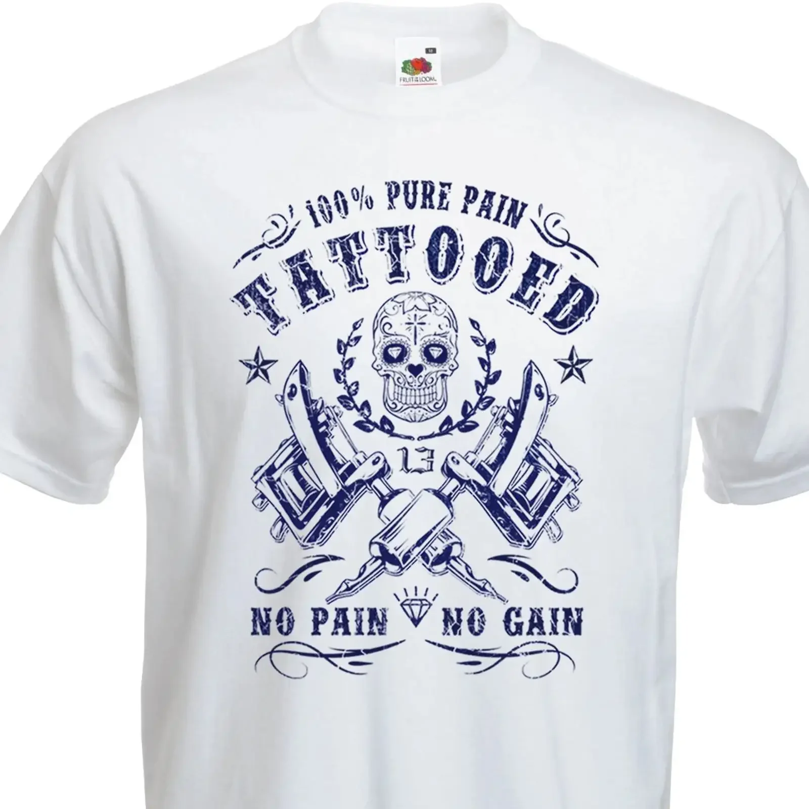 Футболка TATTOOED Pain Tattoo Old School Calavera Inked Dermograph, винтажная, с эффектом потертости, для повседневной носки, универсальная, мягкая, мужская