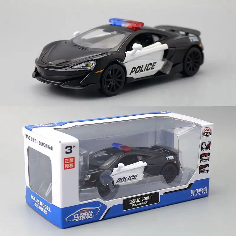 

Yufeng Ma Ke 1:32600LT Полицейский автомобиль Звук и свет Отступить заднюю дверь Коллекция моделей из сплава