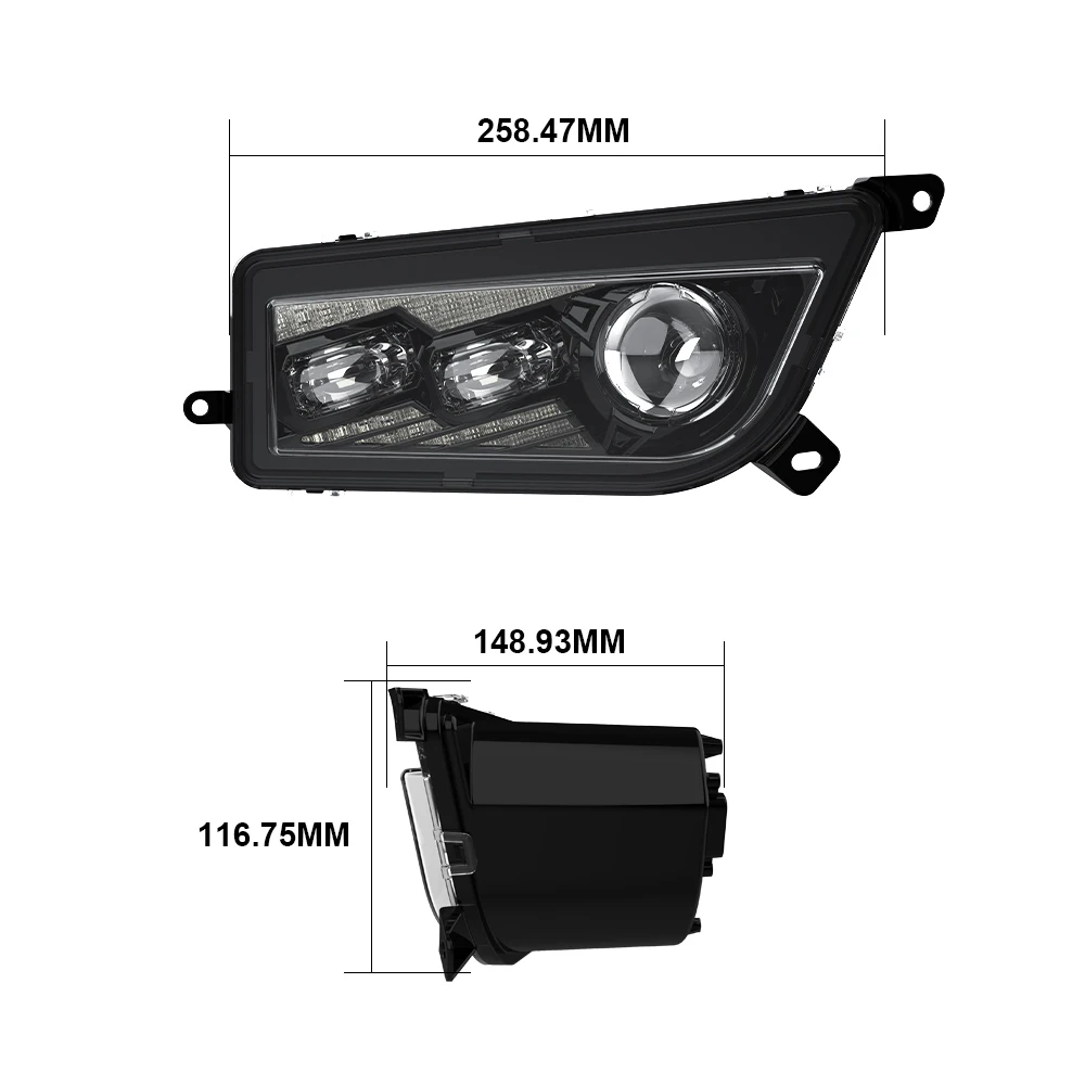

ATV RZR XP 1000 900 4 800 570 LED Headlight Assembly 7Inch High Low Beam 30W Black Headlamp Light Replacement