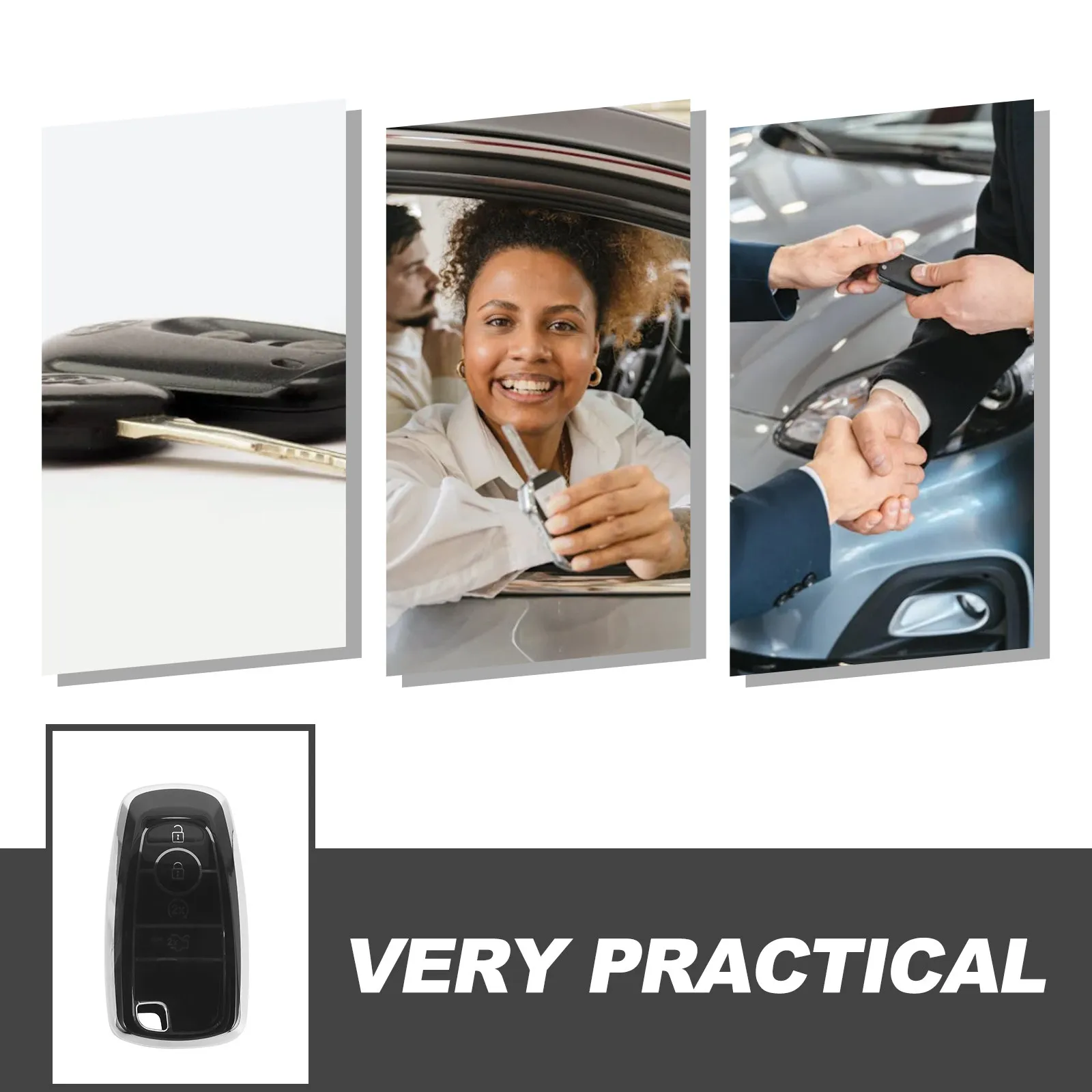 Car Key Cover Tpu Material Sturdy Protective Shell Easy Install Precision Stitching Car Key Fob Holder Case Replacement