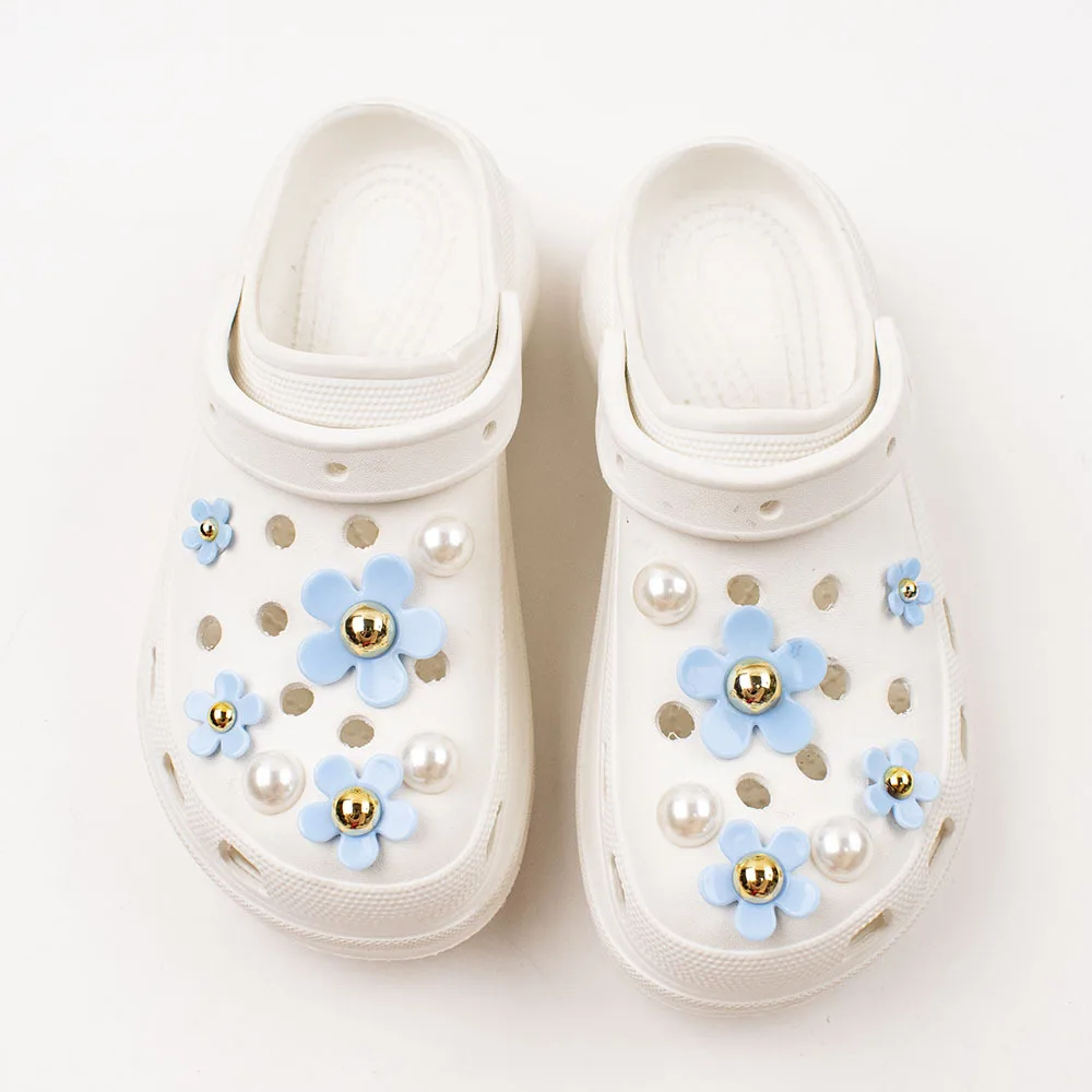 Cute Pearl Five Petal Flower Hole Shoes Shoe Charms Accessories Shoe Buckle Beautiful Sunflower Shoes Decorations