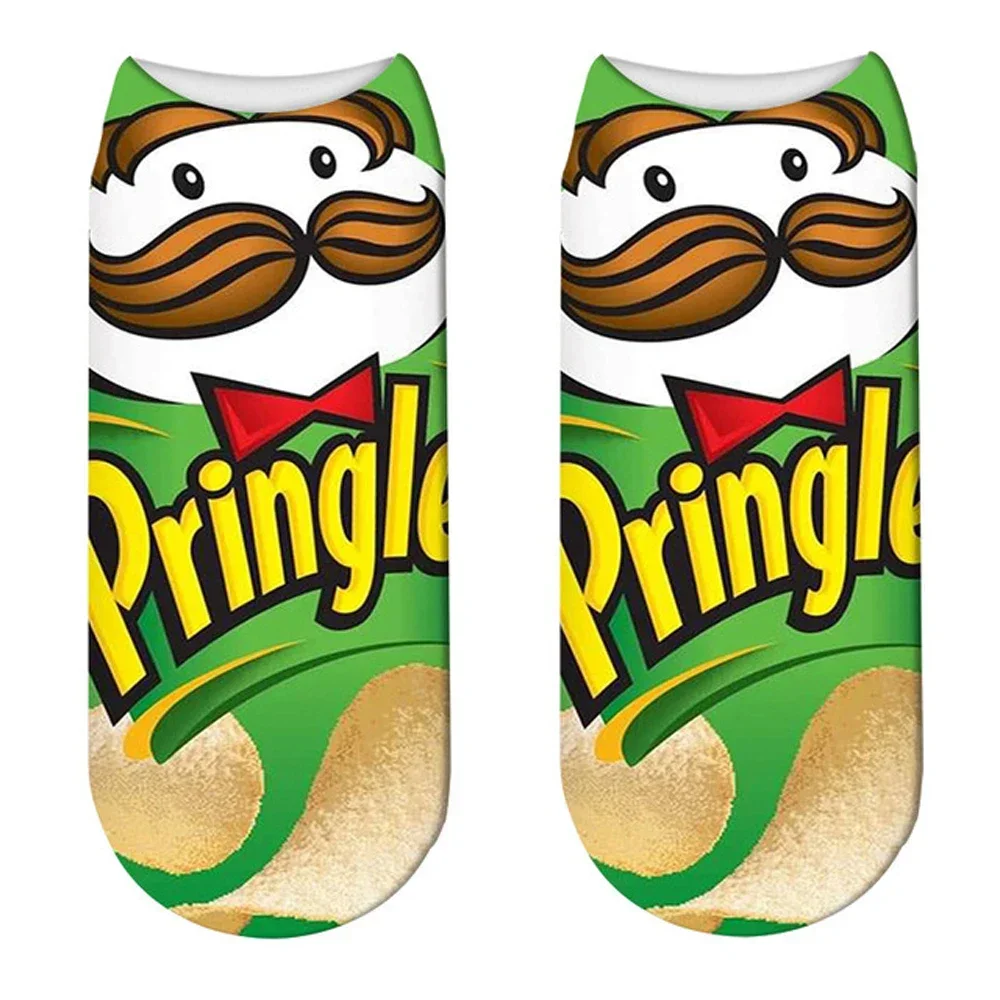 New Funny Cartoon Foods Low Ankle 3D Printed Potato Chips Fries Short Socks For Women Men Summer Spring Dropship