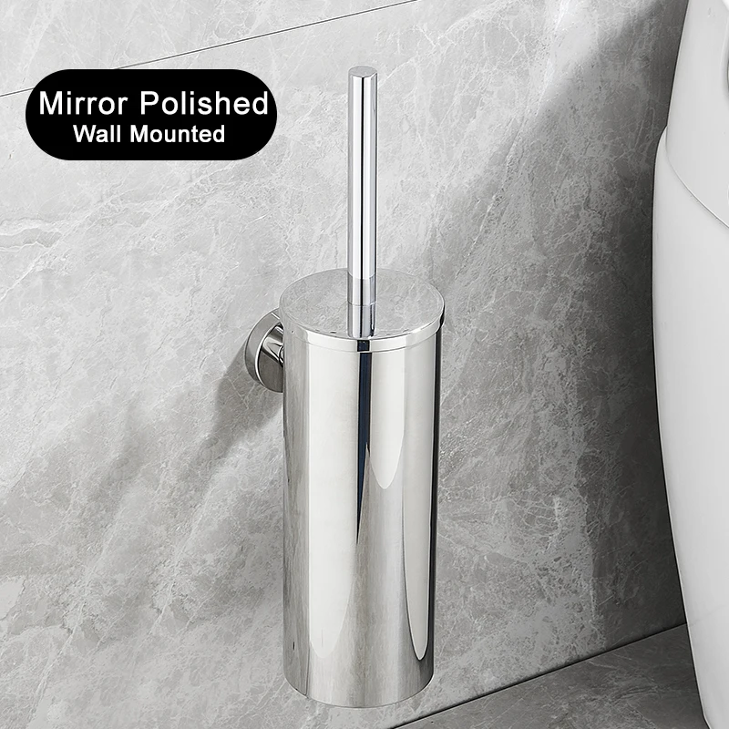 Rvs Badkamer Toiletborstelhouder Accessoires Zwarte Toiletborstel Wandmontage WC Cleaner Brush FR07