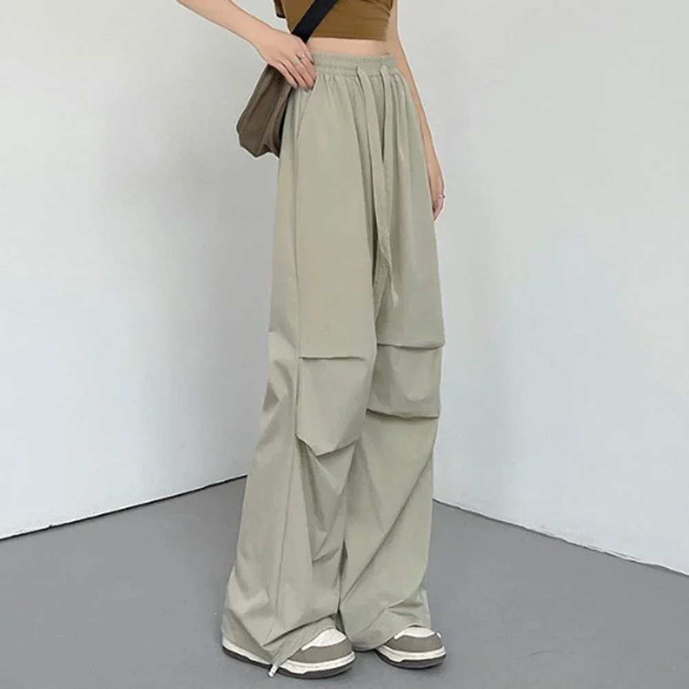Apricot High Waist Pants Casual Womens Pants Paratrooper Design Polyester Fabric Solid Color Pattern All Seasons Wear