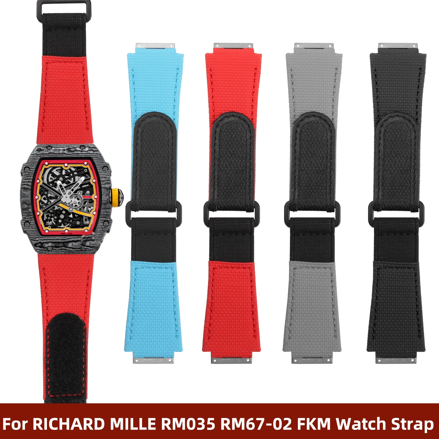 

Ремешок для часов RICHARD MILLE RM035 030 RM35-01/02 FKM, кожаный ремешок для часов RM055 RM67-01 02, мужской и женский, на заказ, браслет для часов
