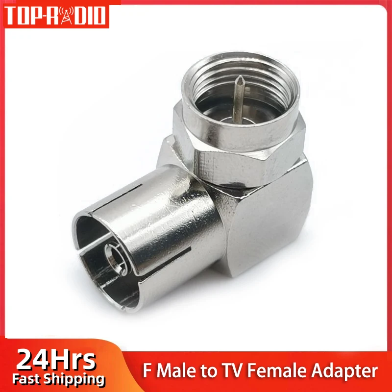 1PC F male to TV Type Female IEC PAL Right Angle Adapter Copper TV Cable Connector for Satellite FM Coaxial Cable Antenna