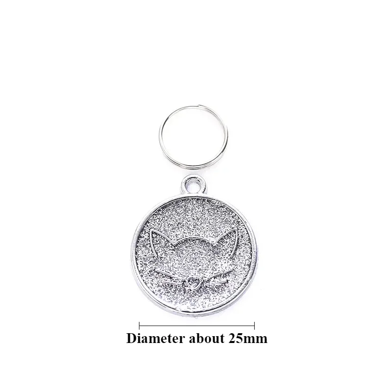 Dog Tags Engraved Cat Puppy Pet ID Name Dog Collar Tag Pendant Cat Face Pet Accessories Glitter Random Color