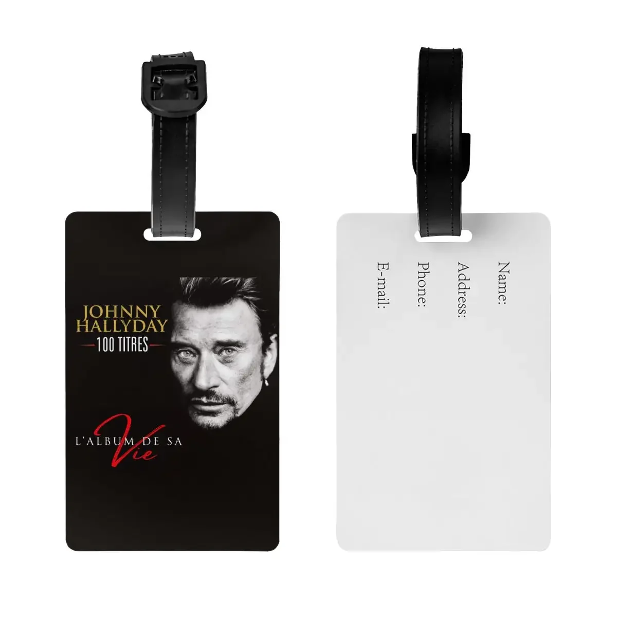 Custom Hallyday Rock Luggage Tag With Name Card Singer French France Privacy Cover ID Label for Travel Bag Suitcase