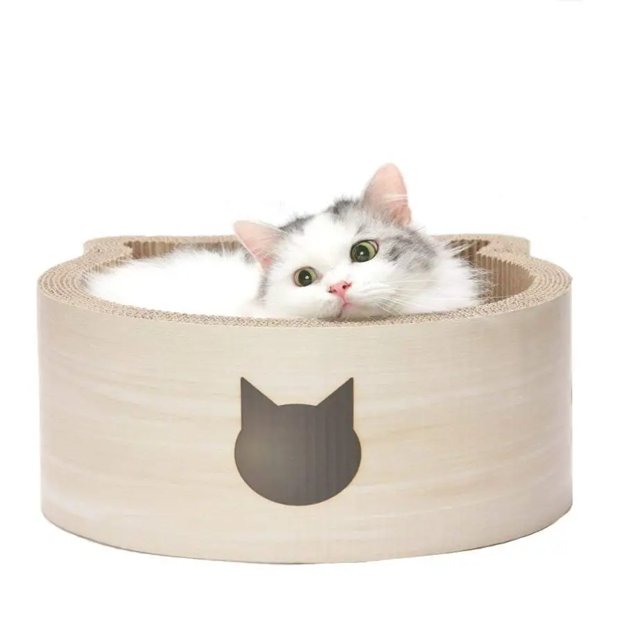 

CatHeaded Scratcher Bed Birch, Regular Cardboard Cat Scratcher Bowls for Indoor Cats Cat Scratching Board, Cat Scratch Pad Rever