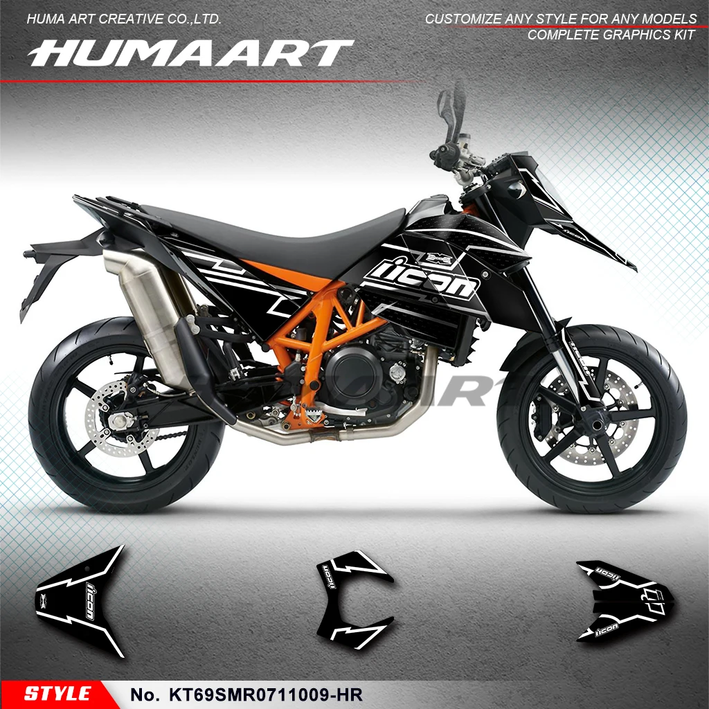 HUMAART Dirtbike Graphics Stickers Complete for KTM 690 SM SMR 2007 2008 2009 2010 2011,Modification,  KT69SMR0711009-HR