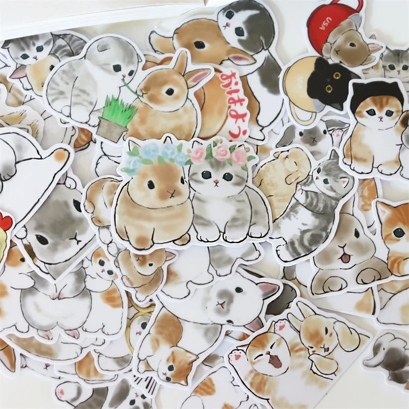 38pcs Cute Kawaii Rabbit Stickers For Phone Car Label Decorative Stationery Stickers Scrapbooking DIY Diary Album Toy Sticker