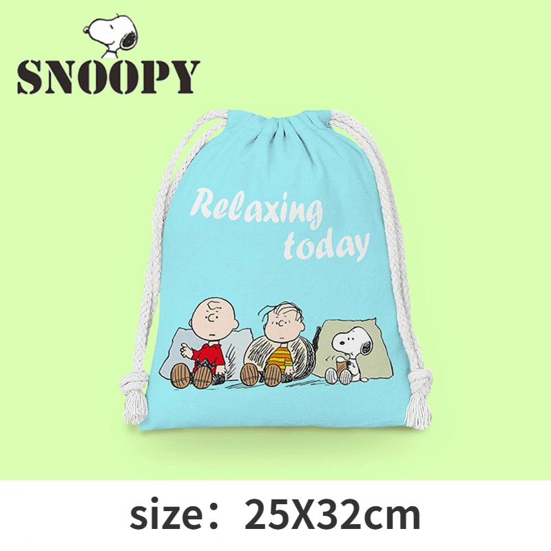Snoopy Drawstring Bag Plush Pouch Travel Cosmetics Toiletries Jewelry Storage Bags Cartoon Children Christmas Candy Gift Handbag