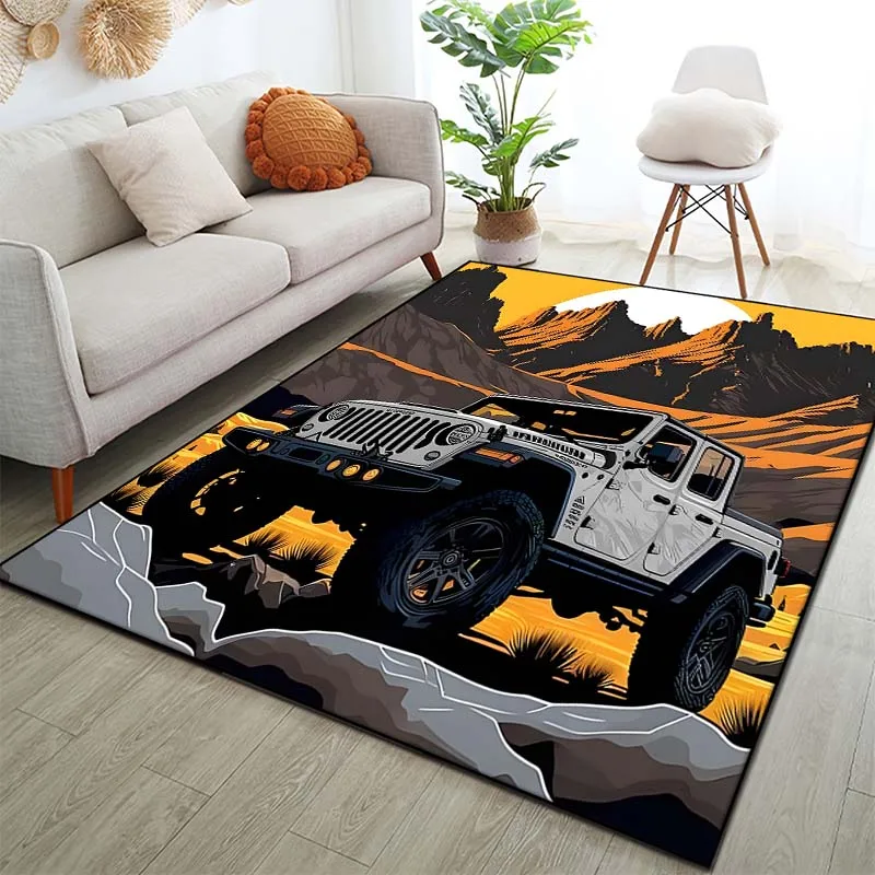 15 Sizes Car Off-road Vehicle SUV Pattern Rug Carpet for Living Room Bathroom Mat Creative Doormat Carpet for Bedroom Home Decor