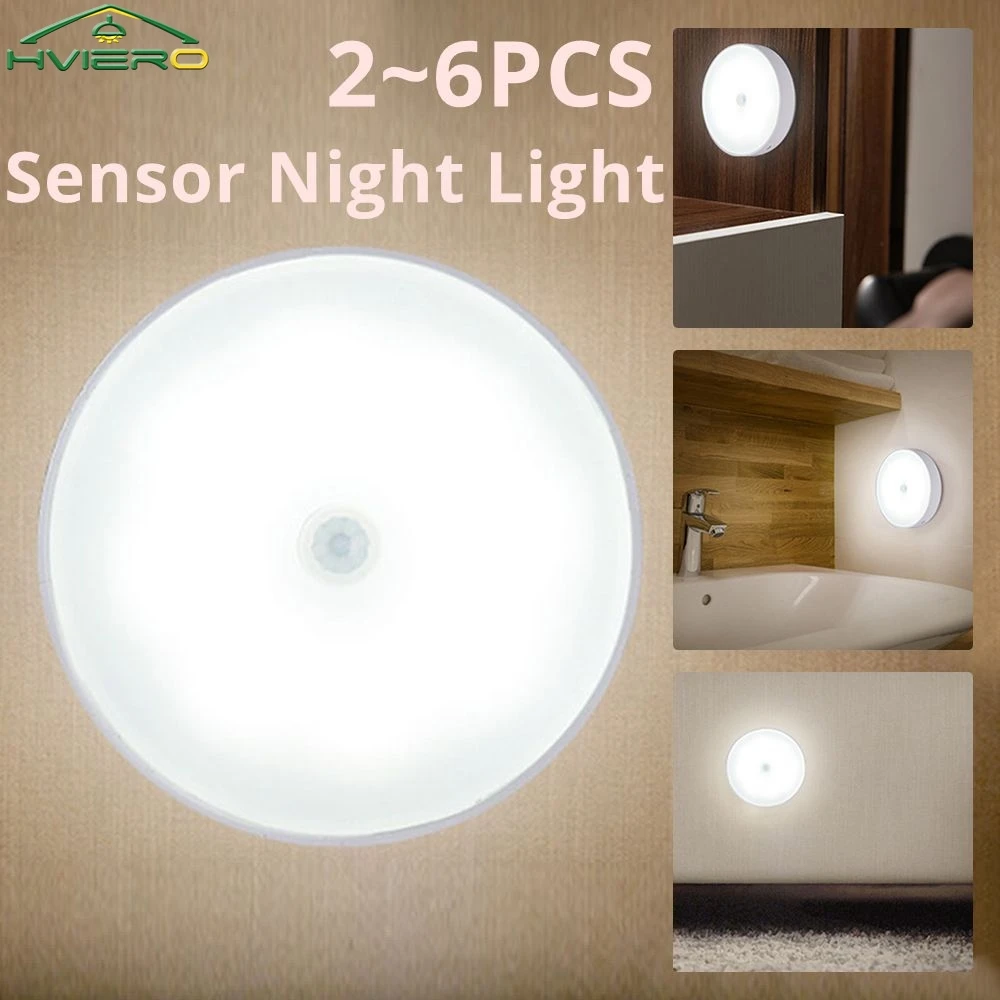 

2-6PCS Wireless Night Light Motion Sensor Bedroom 8led Ambient BulbRoom Decor Wall Touch Sensing Rechargeable Decorative Light