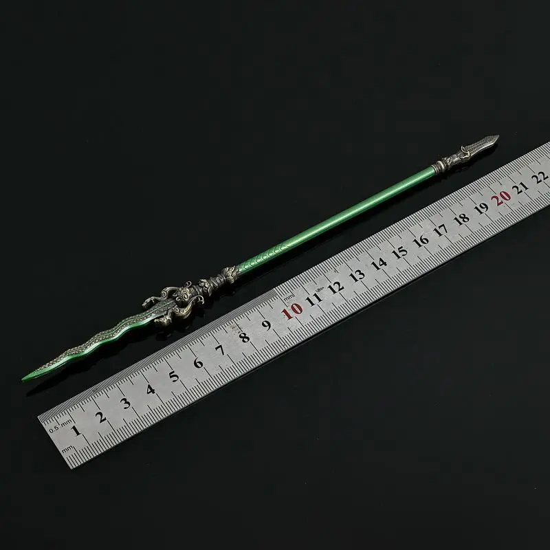 تقليد نموذج الأسلحة الباردة الصينية القديمة الرمح الباحث الأبيض الحلي الفنية الزخرفية (22 سنتيمتر طول)