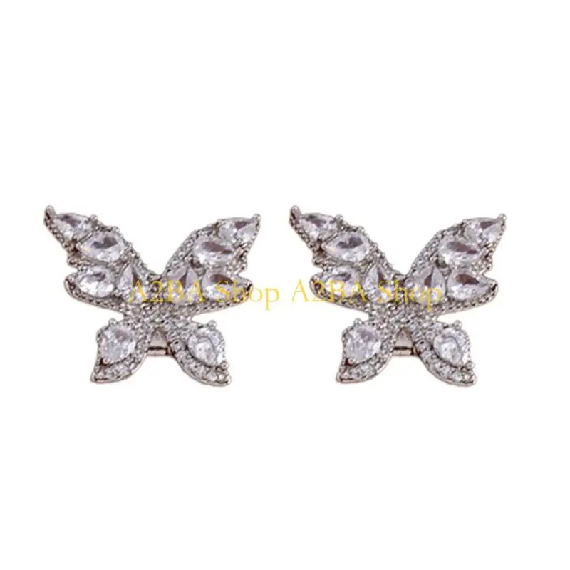 A2BA Elegant Rhinestones Bows Earphone Clip Sparkling For Headphone Jewelry Accessory