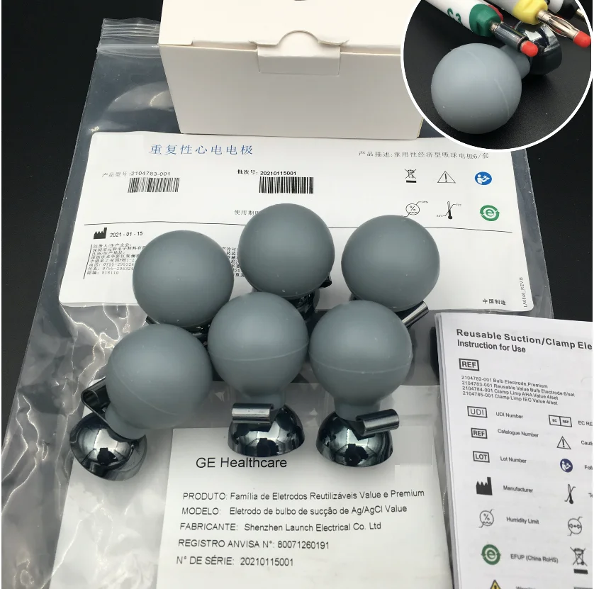 

Compatible for GE MAC1200/800/600/1600 ECG Machine Value Suction Bulb Electrodes with 4.0mm Lead Wires