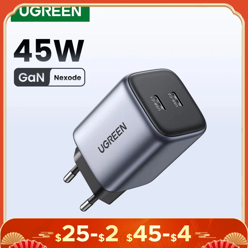 UGREEN GaN 45W USB Charger PD QC 3.0 Fast Charger Quick Charger For iPhone 16 15 14 Pro Travel Phone Charger for Samsung S24 S23