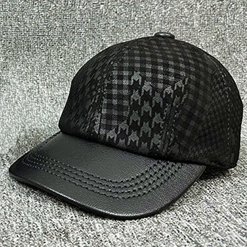 

NEW Autumn Winter Natural Genuine Leather Caps For Men Suede Sheepskin Leather Baseball Cap Women's Hats Golf Hat Snapback Cap