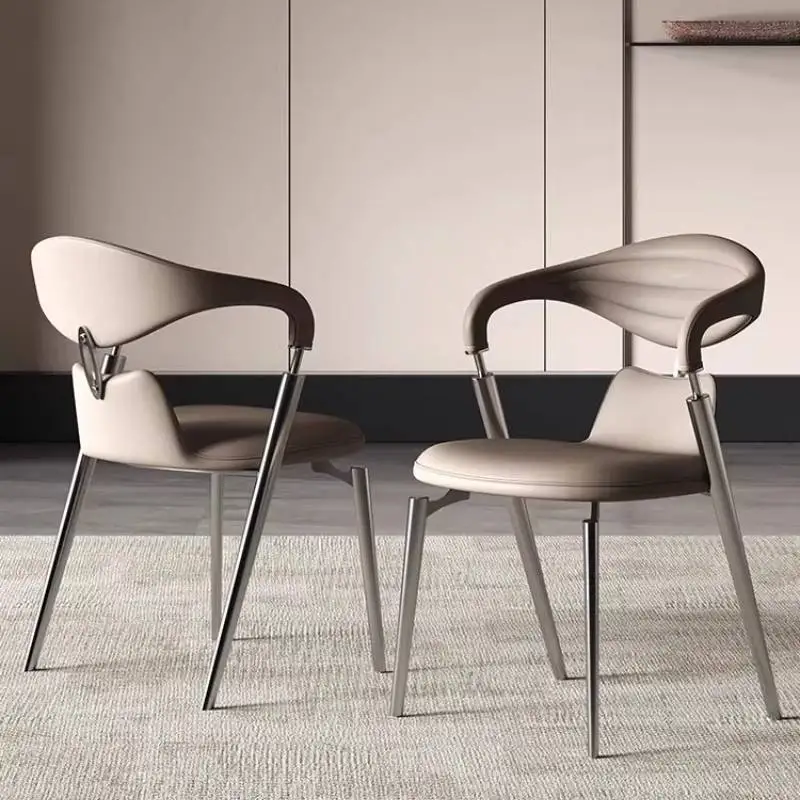 

Stylish Italian Dining Chairs Designer Elegant Faux Leather Party Office Dinner Chairs Foldable Arm Cadeira De Jantar Furniture