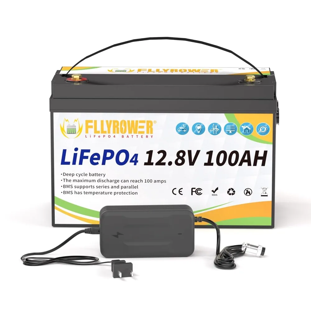 12V 100AH LiFePO4 Battery With BMS & 16500 Deep Cycles, Grade A Cells for Marine RV Solar Golf Cart Off-Grid, Custom