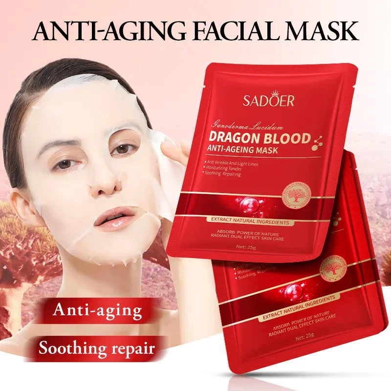 

5/10pcs Dragon Blood Beauty Health Face Mask Deep Moisturizing Brighten Skin Hydrating Fade Fine Lines Skincare Facial Peel Mask