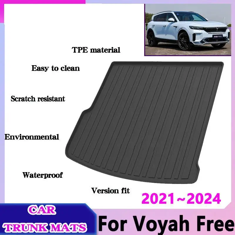 

For Voyah Free 2021 2022 2023 2024 Car Trunk Mats Easy Clean Waterproof Liner Tray TPE Material Protect Storage Pads Accessories