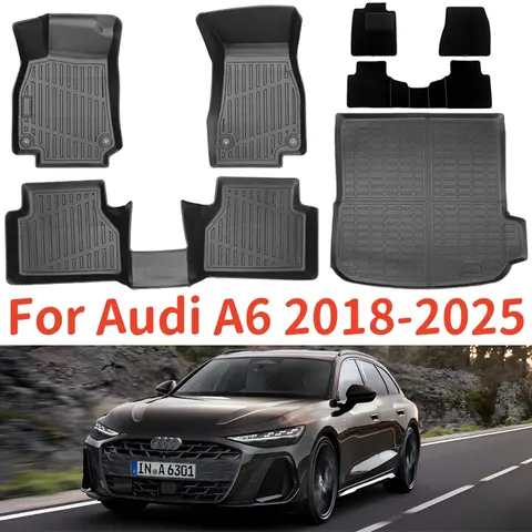 아우디 A6 2018-2025 TPE 바닥 매트 및 트렁크 매트, A6 Avant 전천후 부츠 라이너 등받이 매트