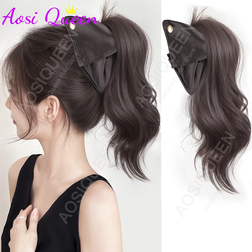 

AOSIQUEE парик из синтетических волос с хвостом для женщин, пушистый зажим для когтей, натуральный многослойный наращивание волос, искусственный плетеный хвост для объемного вида