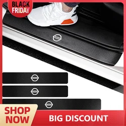 4PCS Car Door Sill Carbon Fiber Sticker Threshold Side Anti Scratch Tape Decal For Nissan Qashqai Nismo Versa Juke Kicks Patrol