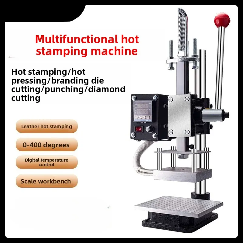Hot Stamping Machine Printing Equipment, Small Desktop Manual Hot Press Embossing & Imprinting for Leather Cutting Logo Stamping