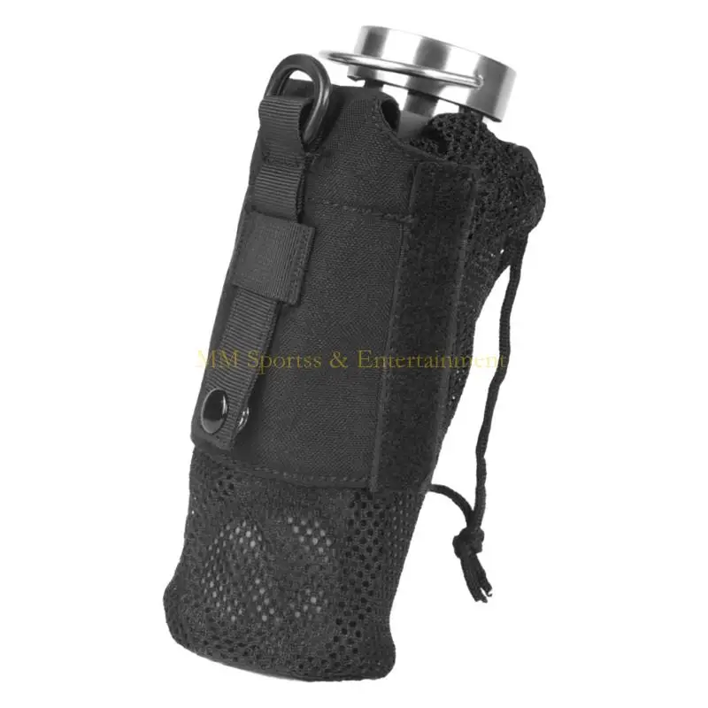 31BE Outdoor Kettle Bag Tactically Water Bottles Pouches Nylon Mesh Waist Bag Adjustable Drawstrings Water Bottles Holder
