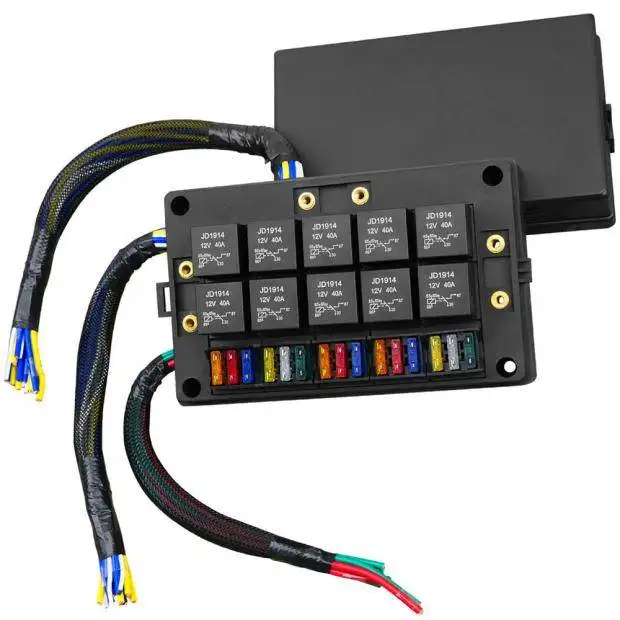 

12V fuse relay box 15 slots with pre-wiring, universal multi-function relay for cars and trucks
