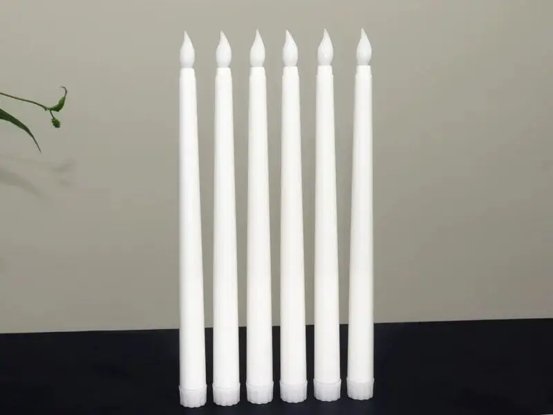 100pcs 28cm(H) Battery operated Flickering Flameless Ivory Led taper Candle lamp candlestick Wedding Home Table Decoration-AMBER