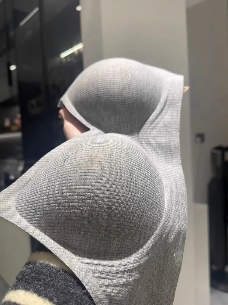 حمالة صدر نسائية بدون خياطة بحمالة ثابتة وتصميم كوب النخيل، ملابس داخلية مثيرة برقبة على شكل V وتغطية كاملة بدون أسلاك للشابات #1