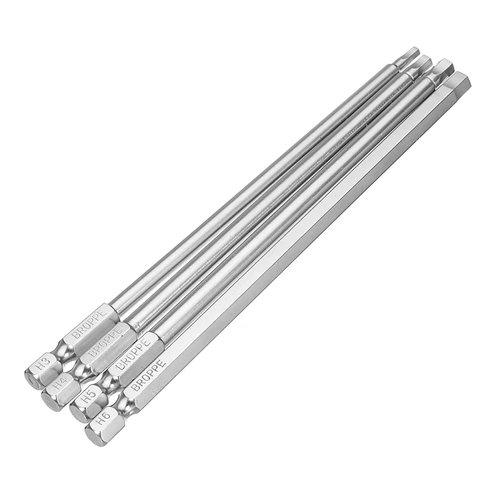 Broppe 4 ชิ้น 150 มิลลิเมตร H3-H6 hex ไขควงบิต S2 1/4 นิ้ว hex shank สว่านแม่เหล็กไฟฟ้าชุด bit H3 H4 H5 H6